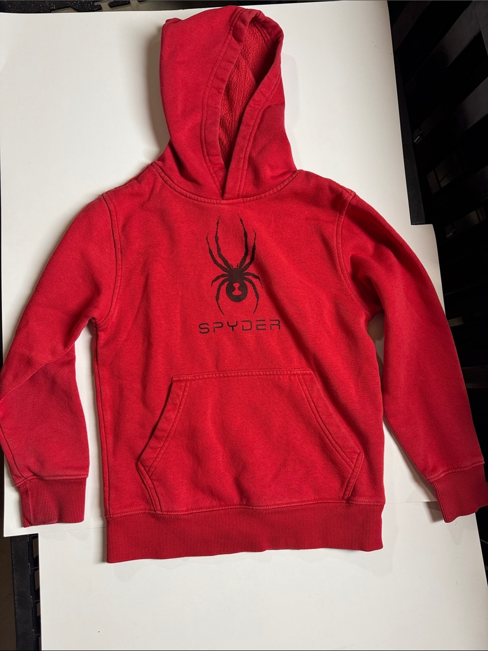 Kids Spyder Red Hoodie with Black Spider Logo Size 7/8